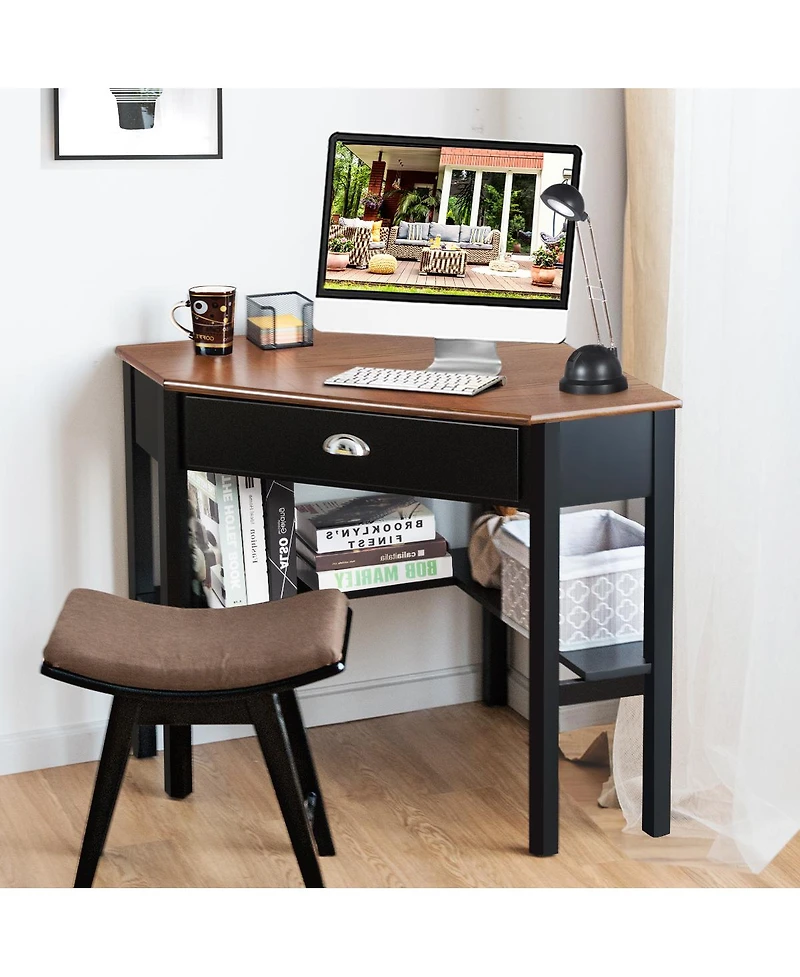Corner Computer Desk Laptop Writing Table Wood Workstation