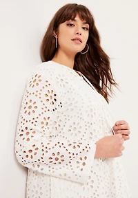 June + Vie Women's Plus Eyelet Shirtdress