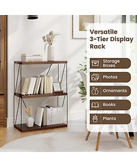 2 Pcs 3-Tier Multipurpose Display Rack Storage Shelving Unit with Metal Frame