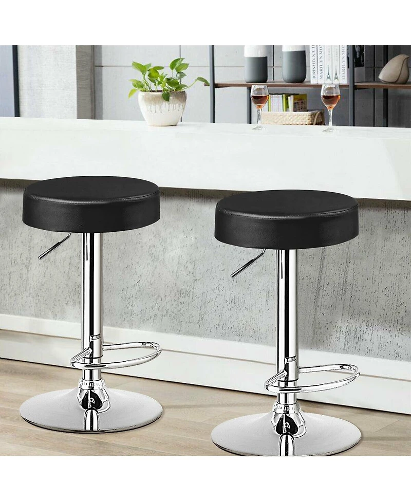 Sugift 1 Piece Round Bar Stool Adjustable Swivel Pub Chair