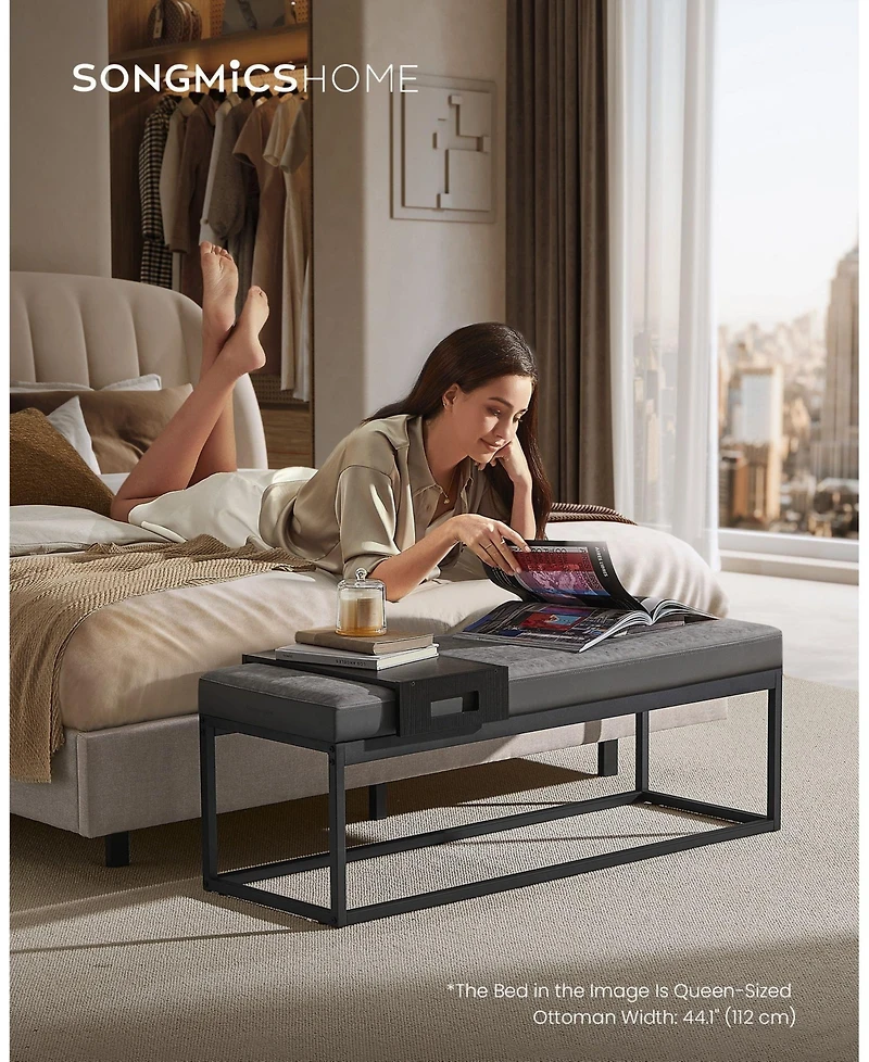 Slickblue Ottoman Bench with Small Shelf