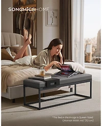 Slickblue Ottoman Bench with Small Shelf