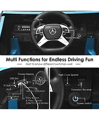 Gymax 12V Licensed Mercedes-Benz Kids Ride On Car Rc Motorized Vehicles w/ Trunk Pink