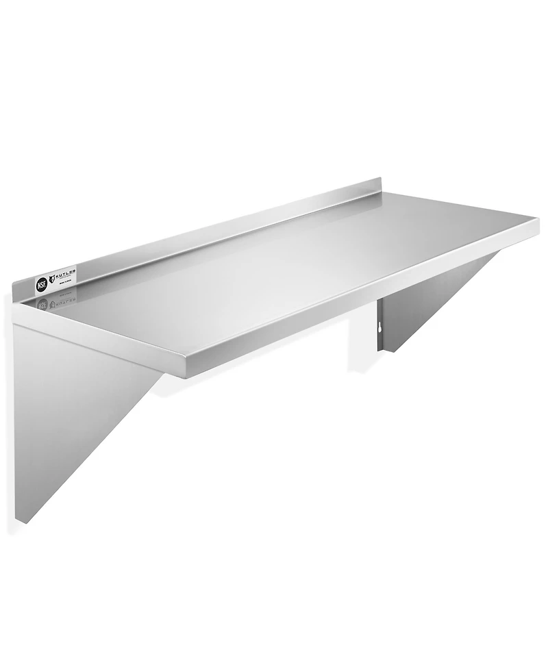Kutler 14" x 36" Stainless Steel Shelf, Nsf Commercial Wall Mount Shelving w/ Backsplash, Floating Metal Mounted Shelves for Restaurant, Kitchen, Home