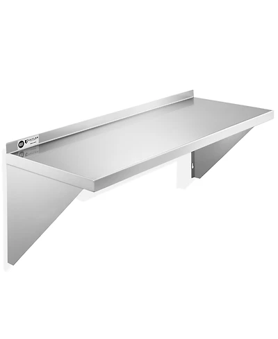 Kutler 14" x 36" Stainless Steel Shelf, Nsf Commercial Wall Mount Shelving w/ Backsplash, Floating Metal Mounted Shelves for Restaurant, Kitchen, Home