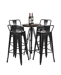 Sugift 30 Inch Set of 4 Vintage Metal Bar Stool with Removable Middle Back