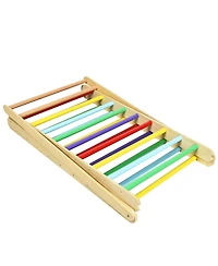 Foldable Wooden Triangle Climber with Reversible Ramp for Kids