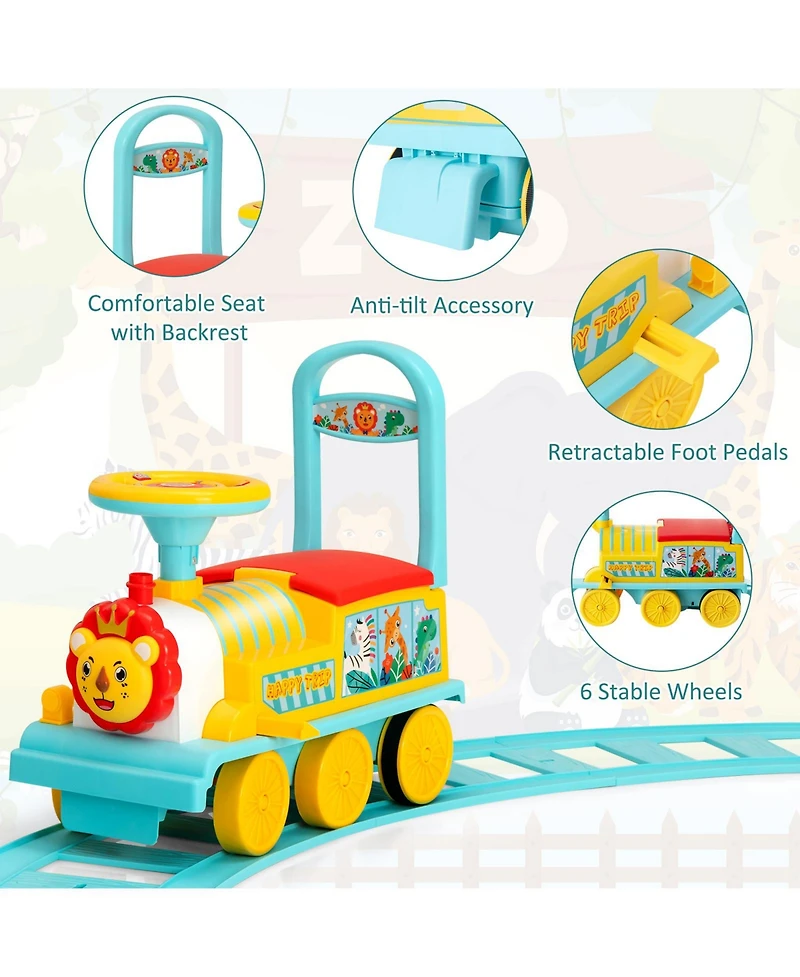 Gymax 6V Electric Kids Ride On Train Motorized Train Toy w/ Track & 6 Wheels Green