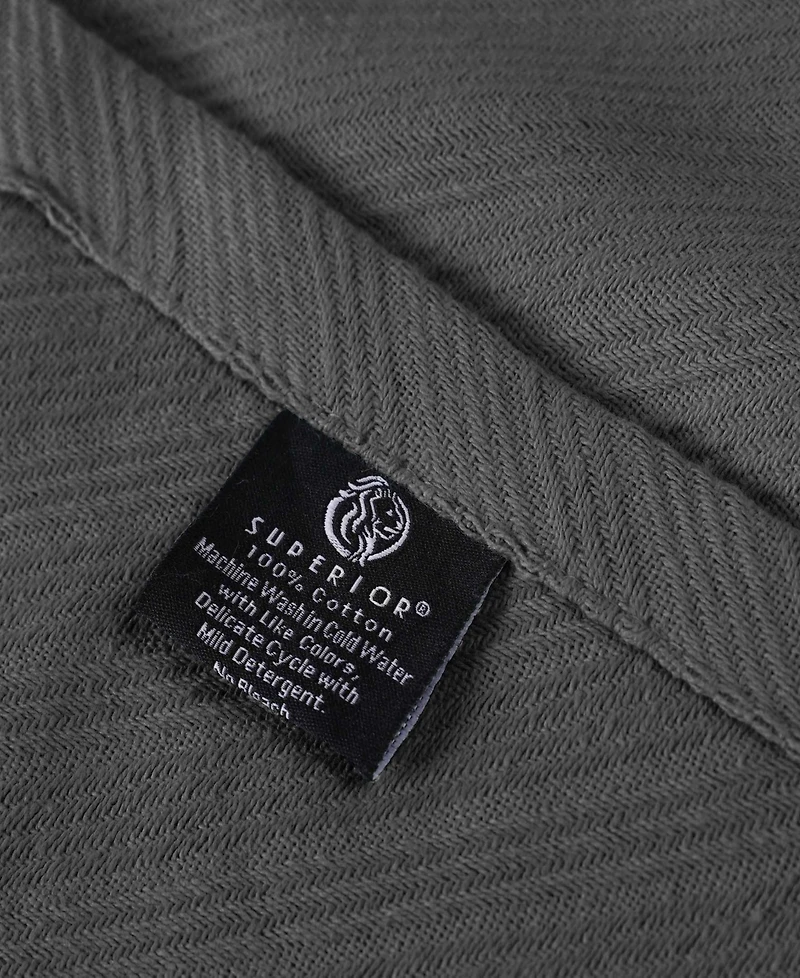 Superior Milan Cotton Jacquard Dobby Weave Textured Striped Lightweight Woven Throw, 50" x 60"