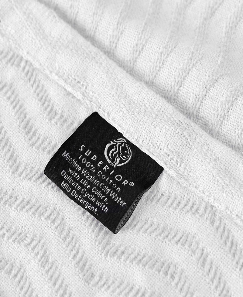 Superior Clara Cotton Textured Striped Lightweight Woven Blanket, California King