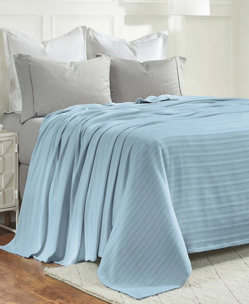Superior Clara Cotton Textured Striped Lightweight Woven Blanket
