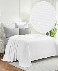 Superior Clara Cotton Textured Striped Lightweight Woven Blanket, California King