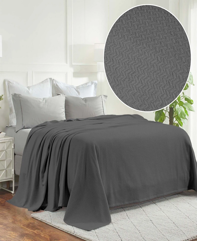 Superior Nobel Cotton Jacquard Dobby Weave Textured Chevron Lightweight Woven Blanket