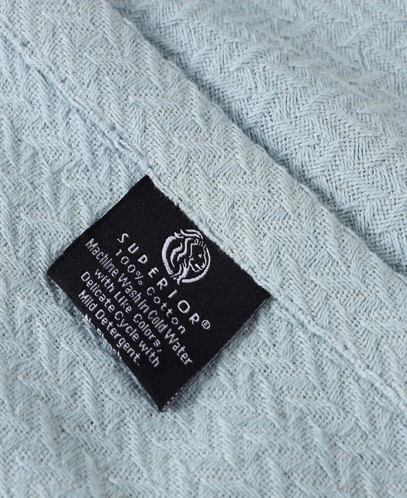 Superior Nobel Cotton Jacquard Dobby Weave Textured Chevron Lightweight Woven Throw, 50" x 60"