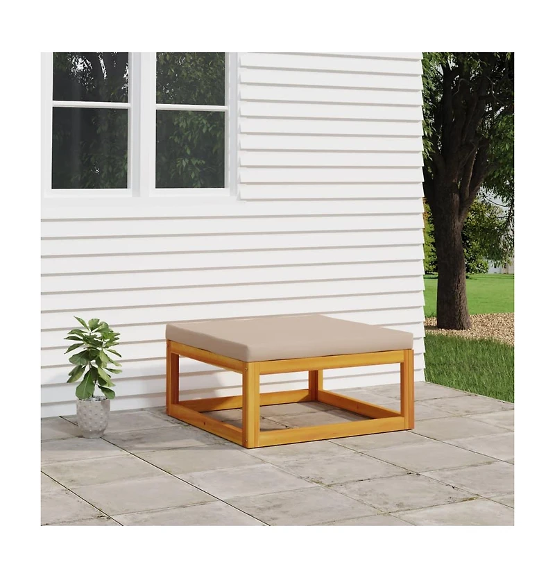 vidaXL Patio Footrest with Taupe Cushion Solid Wood Acacia