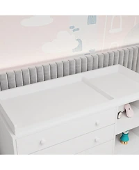 Famapy 5-Drawers White Wood Kids Changing Table Dresser Chest of Drawers