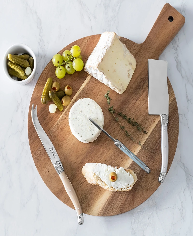 French Home Laguiole Cheese 3-Piece Knife Set with Mother of Pearl Handles