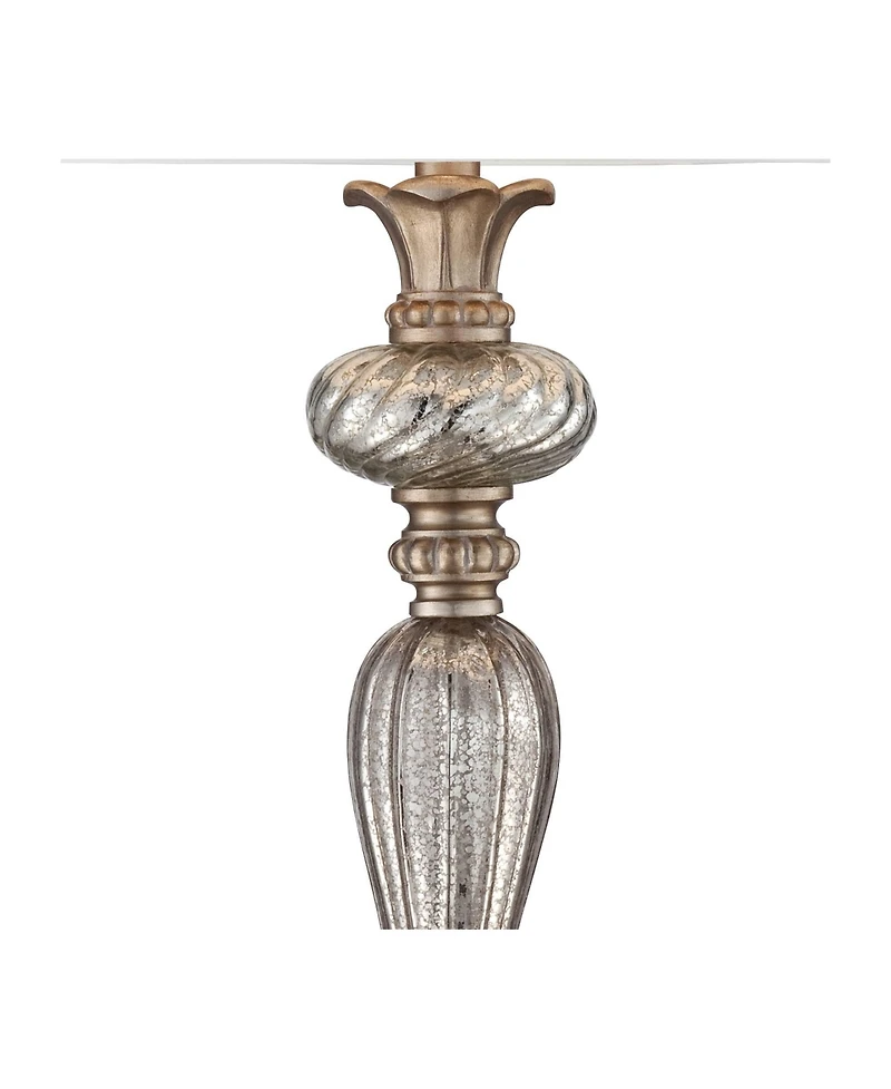 Regency Hill Alyson Traditional Buffet Table Lamp 32 3/4" Tall Mercury Glass Silver Champagne White Drum Shade for Bedroom Living Room Bedside Ho