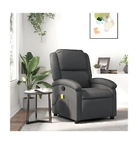 vidaXL Massage Recliner Chair Gray Real Leather