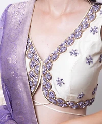 Raas Women's Off-White and Lilac Shaded Banarasi Silk Lehenga Choli