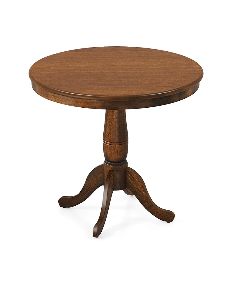 Inolait 32 Inch Wooden Round Pub Pedestal Side Table