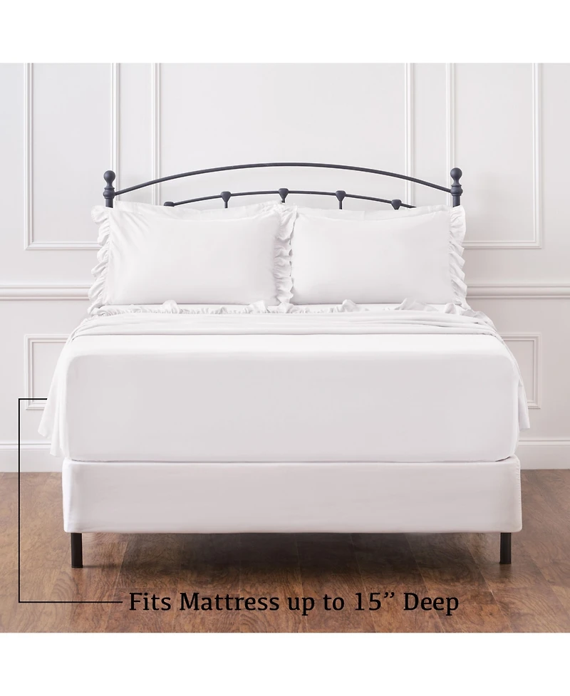Chanasya Premium Ruffle Sheet Set - Shabby Chic Double Brushed Soft Ruffled Hem Solid Microfiber Sheet Set - Fitted Sheet, Flat Sheet & Pillow Cover