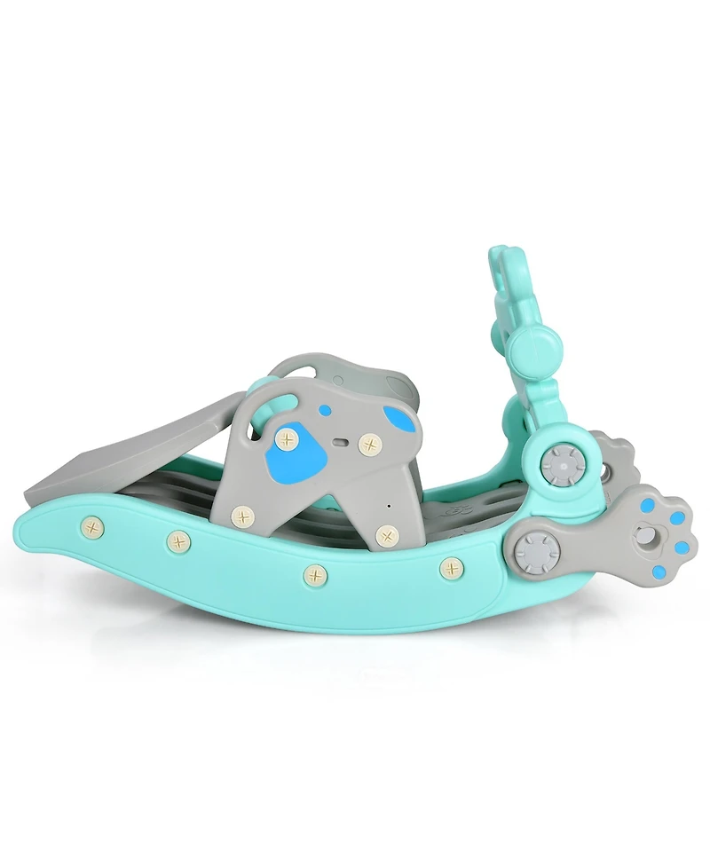 4-in-1 Rocking Horse & Slide Set Toddler Slide Toy w/ Basketball Hoop