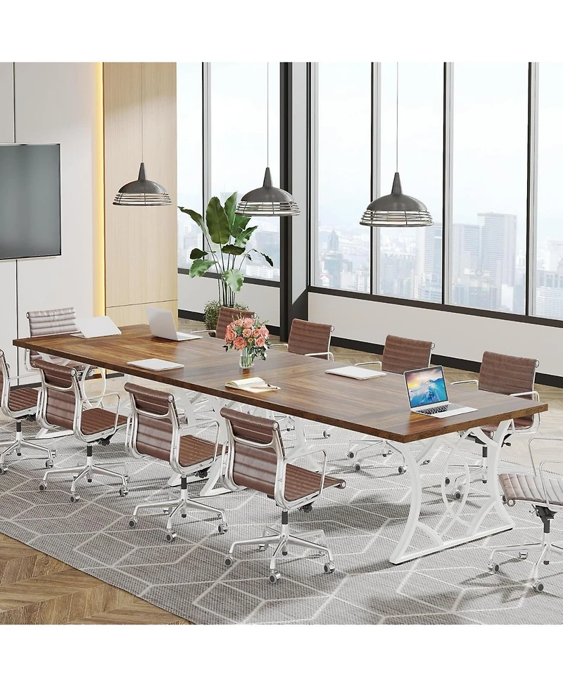 Tribesigns Conference Table, 62.99" L x 31.49" W x 29.52" H Rectangle Meeting Room Table, Modern Rustic Seminar Boardroom Table Executive Desk for Off