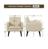 Yaheetech Modern Faux Leather Arm Chair Tufted Accent