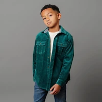 Hope & Henry Boys Long Sleeve Corduroy Button Down Shirt with Flap Pockets