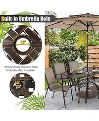 Sugift 59 Inch Aluminum Patio Dining Table with Umbrella Hole fot 6 Persons