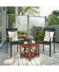 Set of 4 Outdoor Patio Pe Rattan Dining Chairs with Powder-coated Steel Frame