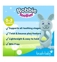Brush-Baby Bobbie Bunny Baby Teether Toy Eucalyptus Green | Twist & Bounce Teething Toy
