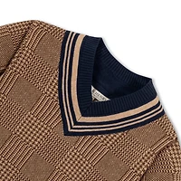 Hope & Henry Baby Boys Long Sleeve V-Neck Intarsia Cricket Sweater