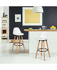 Sugift 2 Pieces Mid-Century Barstool 28.5 Inch Dining Pub Chairs
