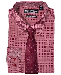 Nick Graham Men's Check Shirt & Medallion Tie Set