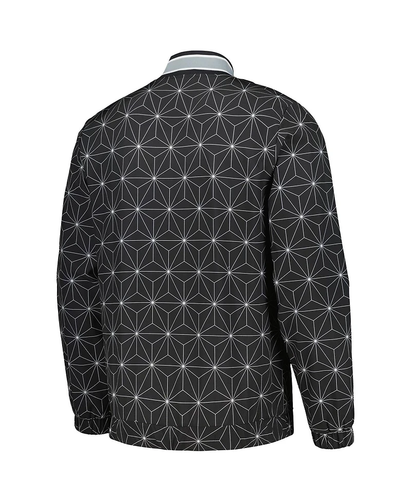 Starter Men's Black Brooklyn Nets In-Field Play Fashion Satin Full-Zip Varsity Jacket
