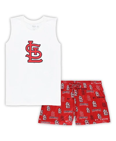 Concepts Sport Women's White/Red St. Louis Cardinals Plus Tank Top Shorts Sleep Set