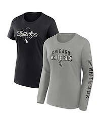Fanatics Women's Gray/Black Chicago White Sox T-Shirt Combo Pack