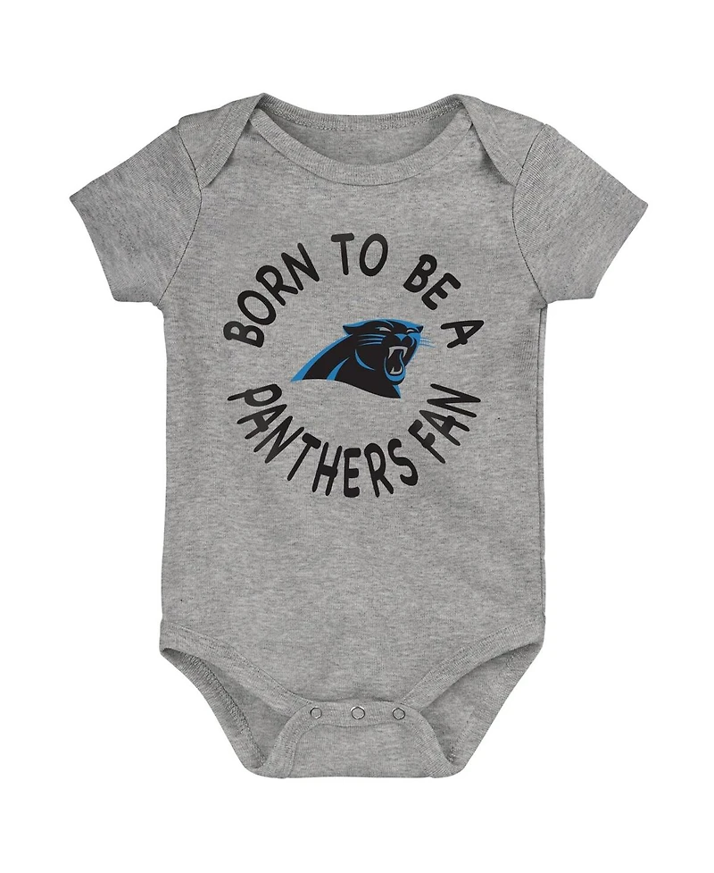 Outerstuff Little Boys Black/Blue/Gray Carolina Panthers Born to Be 3-Pack Bodysuit Set