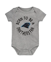 Outerstuff Little Boys Black/Blue/Gray Carolina Panthers Born to Be 3-Pack Bodysuit Set