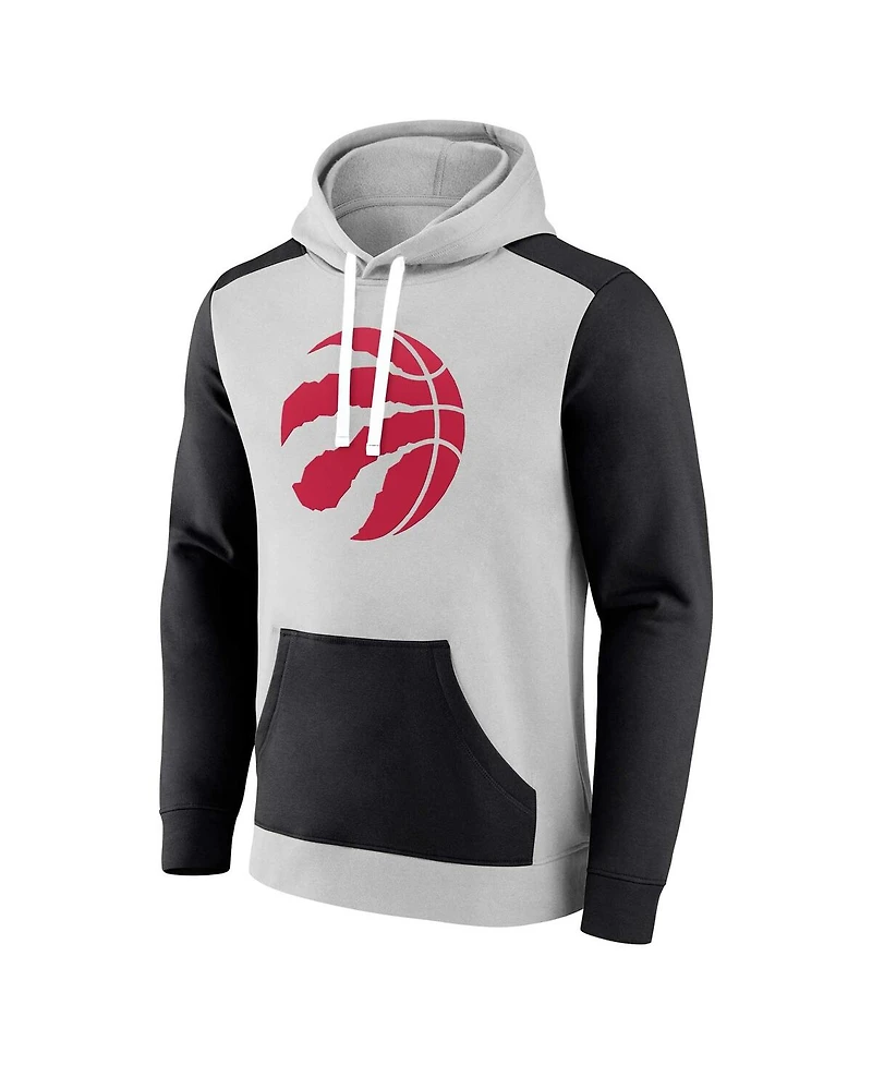 Fanatics Men's Gray/Black Toronto Raptors Arctic Colorblock Pullover Hoodie