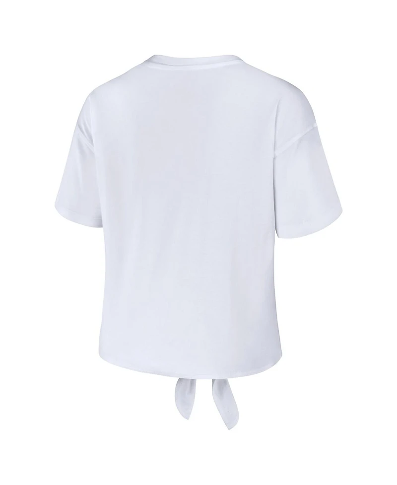 Wear by Erin Andrews Women's White Pittsburgh Penguins Front Knot T-Shirt