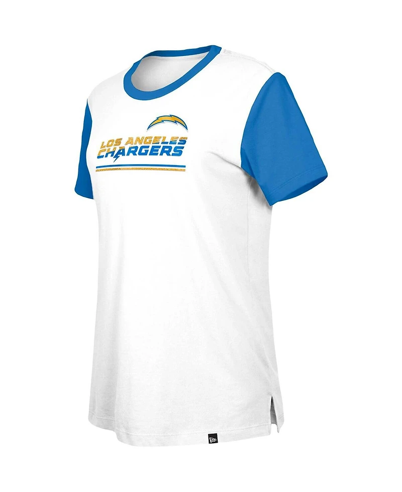 New Era Women's White/Blue Los Angeles Chargers Third Down Colorblock T-Shirt
