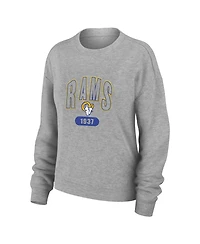Wear by Erin Andrews Women's Heather Gray Los Angeles Rams Knit Long Sleeve Tri-Blend T-Shirt Pants Sleep Set