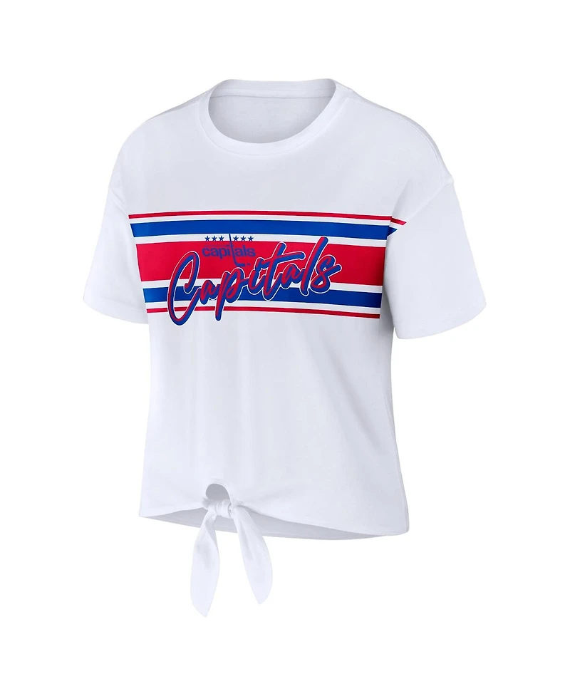 Wear by Erin Andrews Women's White Washington Capitals Front Knot T-Shirt