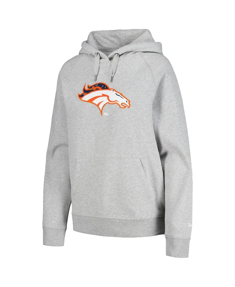 New Era Women's Gray Denver Broncos Floral Raglan Pullover Hoodie