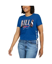 Wear by Erin Andrews Women's Royal Buffalo Bills Lace Up Side Modest Cropped T-Shirt