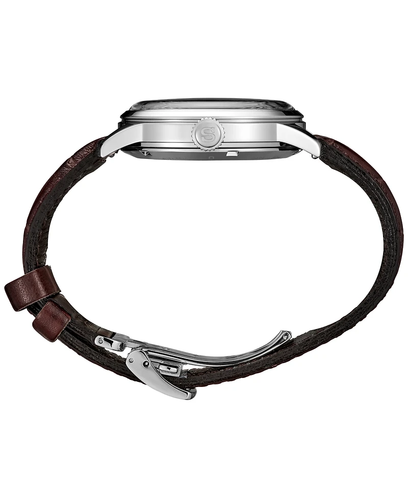 Seiko Men's Automatic Presage Cocktail Time Brown Leather Strap Watch 40mm