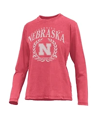 Pressbox Women's Scarlet Nebraska Huskers Chandler Olive Leaf Arch Long Sleeve T-Shirt